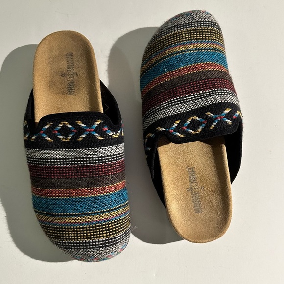 Striped Slide On Mule Clog Shoes / Hard Sole Slippers - Picture 4 of 12